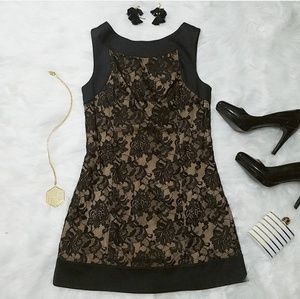 Romantic Nude & Lace Sheath Dress